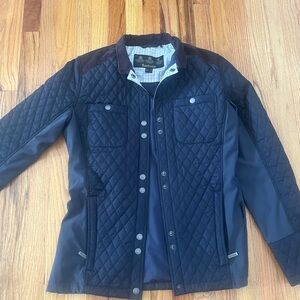 Barbour Reins Polar Quilt Puffer Jacket Full Button Women’s Sz 8 Navy Coat